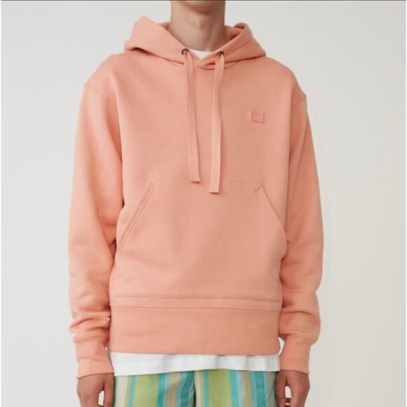 Acne Studios Unisex Cotton Salmon Pink Ferris Face Hooded Sweatshirt • Size L - Picture 1 of 6